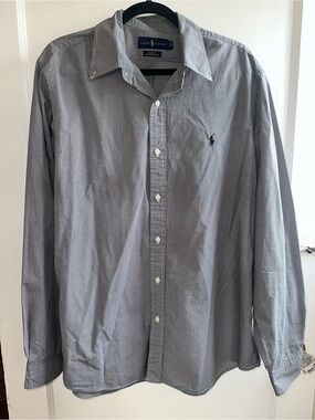 Ralph Lauren Black and White Micro-Check Classic Fit Stretch Button-Down Shirt